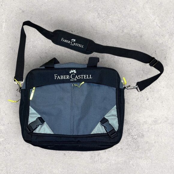 Faber-Castell Laptop Organizer Briefcase 15" Expandable Protective Black Gray - Picture 1 of 4
